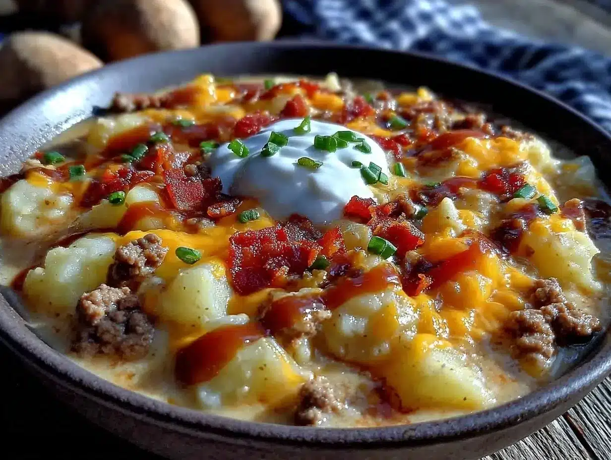 Ground Beef Cheeseburger Potato Soup: Best Comforting Recipe 4 Ground Beef Cheeseburger Potato Soup preparation steps