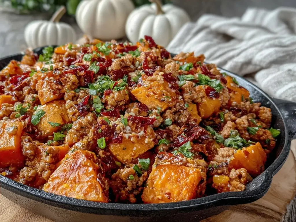ground turkey sweet potato skillet - featured image