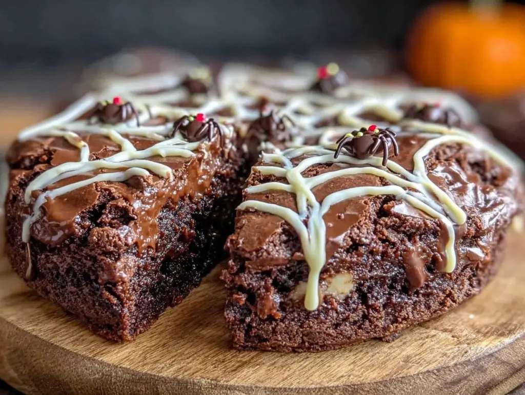 Halloween Chocolate Spiderweb Cookie Cake - featured image