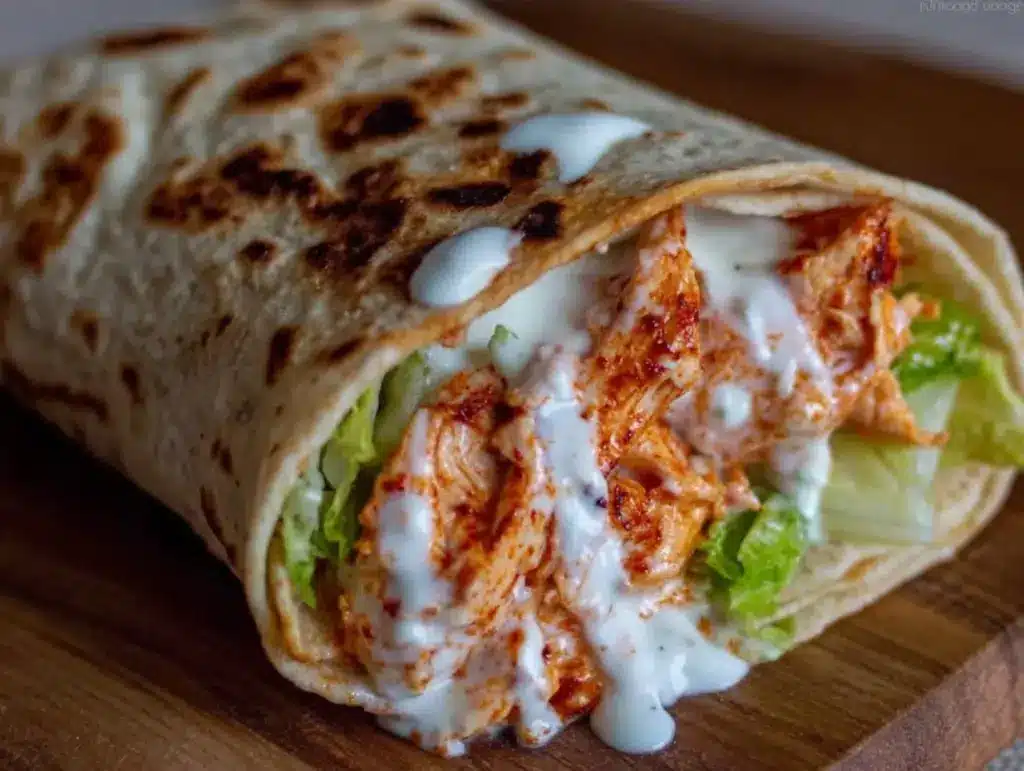 high-protein buffalo chicken wrap - featured image