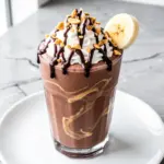 high-protein chocolate peanut butter smoothie - featured image