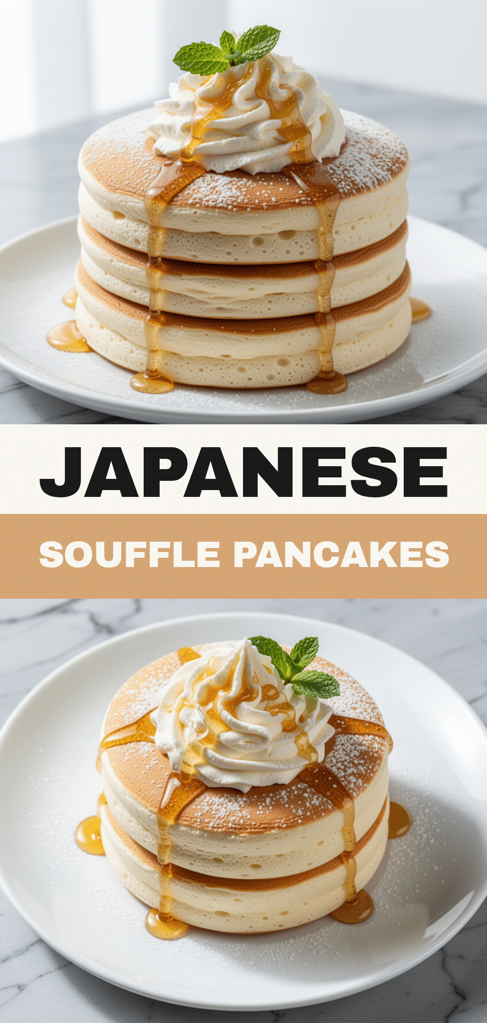 Ultra-Fluffy Japanese Souffle Pancakes: Easy Whipped Honey Butter 5 Japanese Souffle Pancakes recipe
