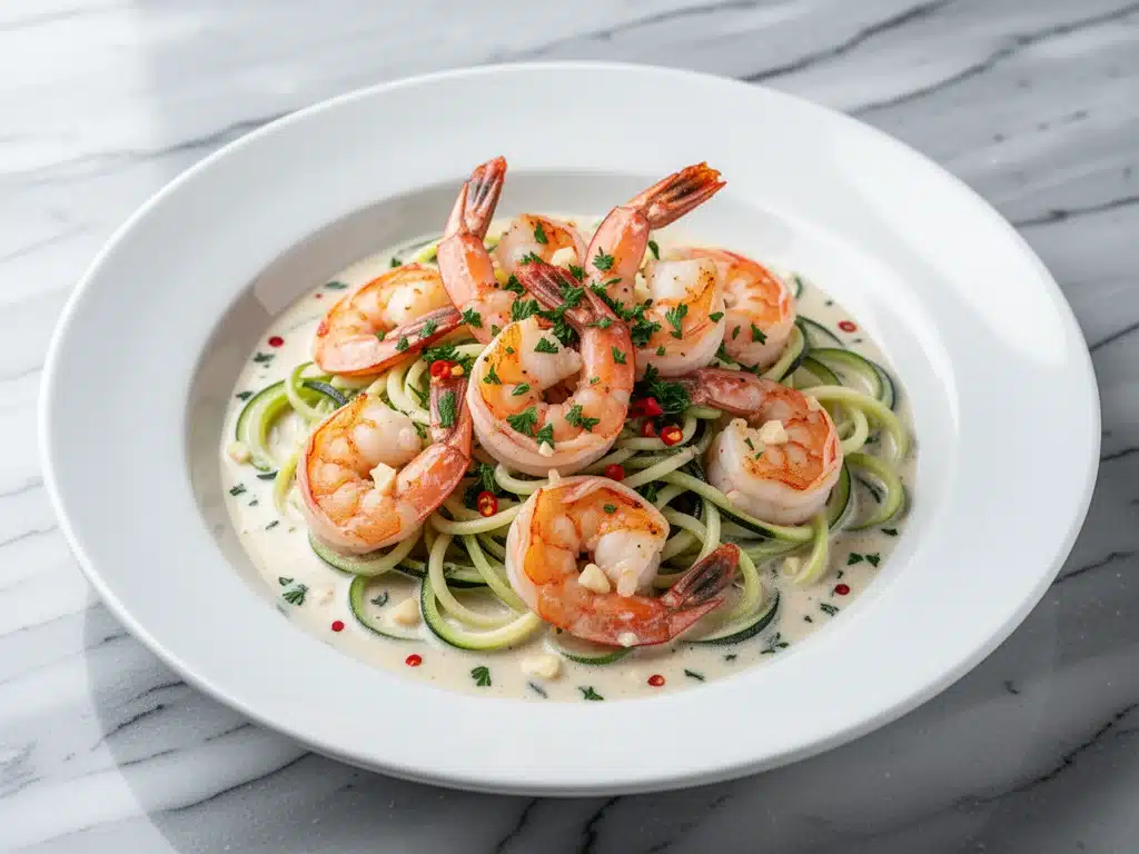 keto creamy garlic butter shrimp - featured image