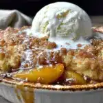 labor day bourbon peach cobbler - featured image