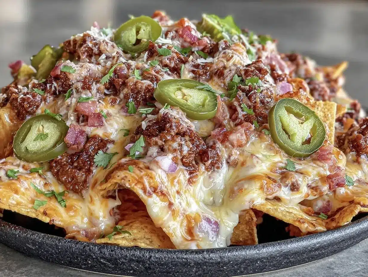 Loaded Cheesy Nachos with Ground Beef & Jalapeños: Easy Party Dip 4 loaded cheesy nachos with ground beef and jalapeños preparation steps