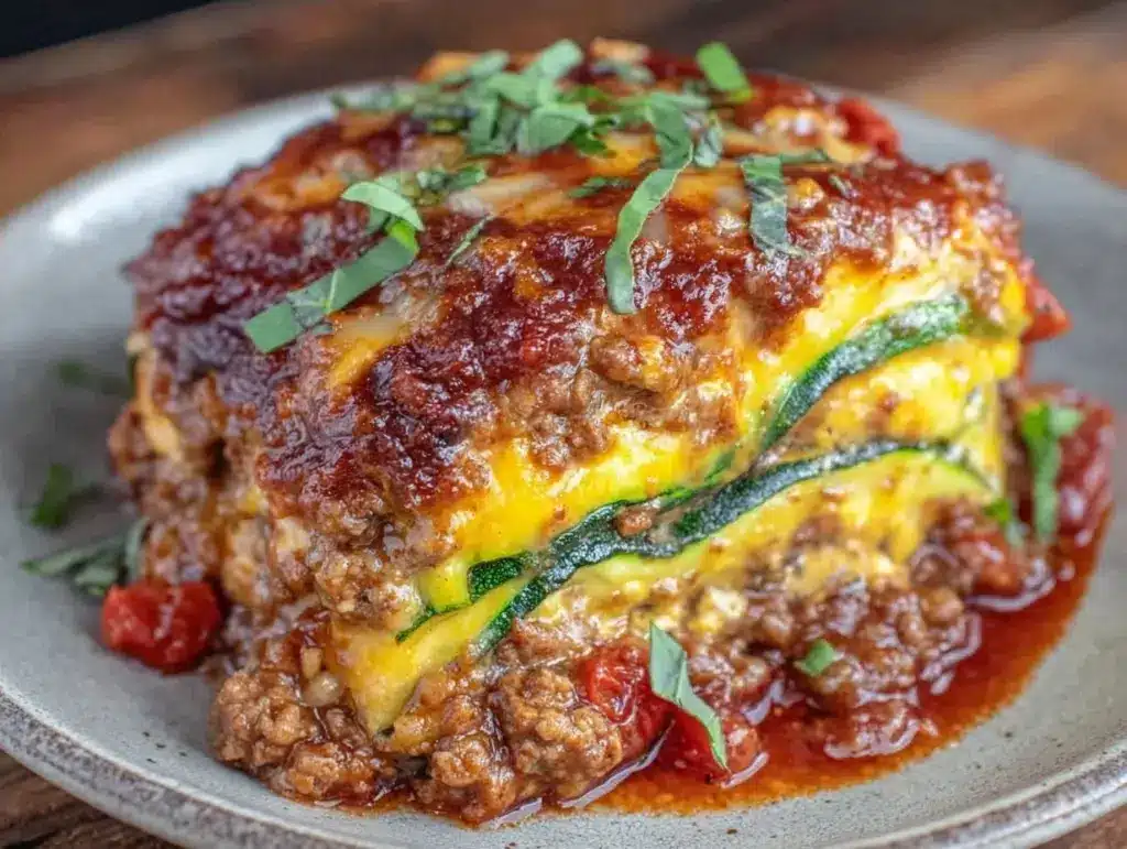low-carb zucchini lasagna - featured image