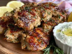 Mediterranean lemon herb grilled chicken skewers - featured image