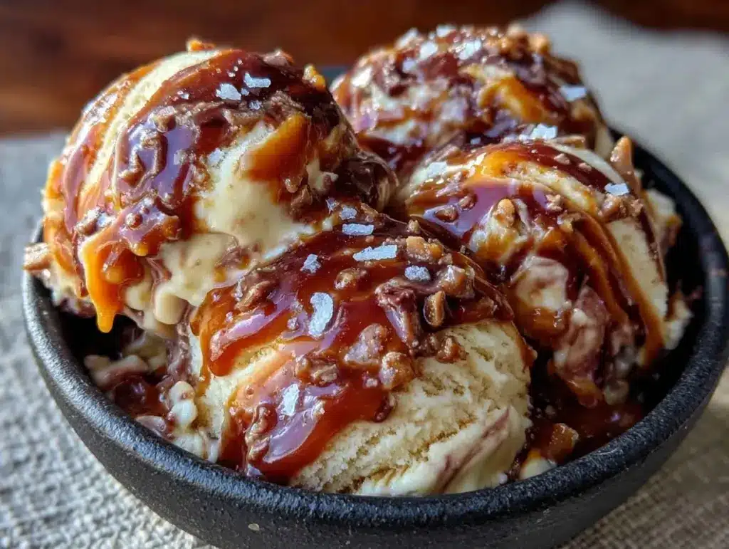no-churn salted caramel ice cream - featured image
