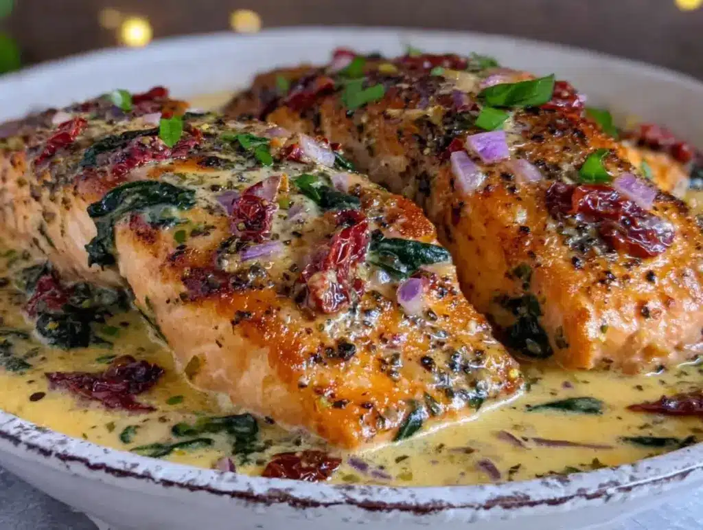 one pan creamy Tuscan salmon - featured image