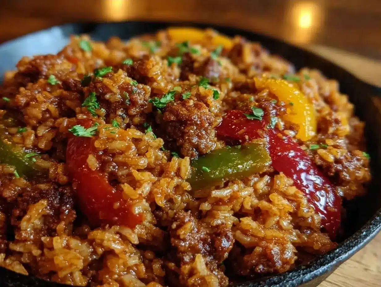 One-Pot Ground Beef and Rice Skillet: Perfect Dinner Party Dish 4 One-Pot Ground Beef and Rice Skillet preparation steps