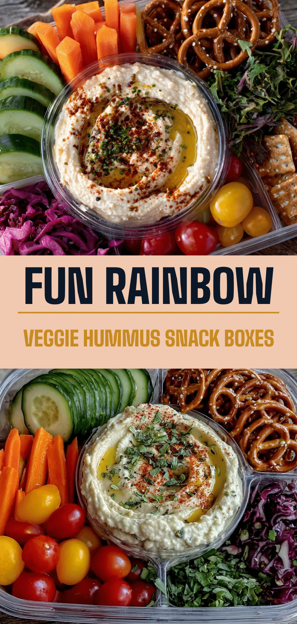 Back to School Rainbow Veggie Snack Boxes: 5-Step Hummus Platter 5 rainbow veggie snack box recipe