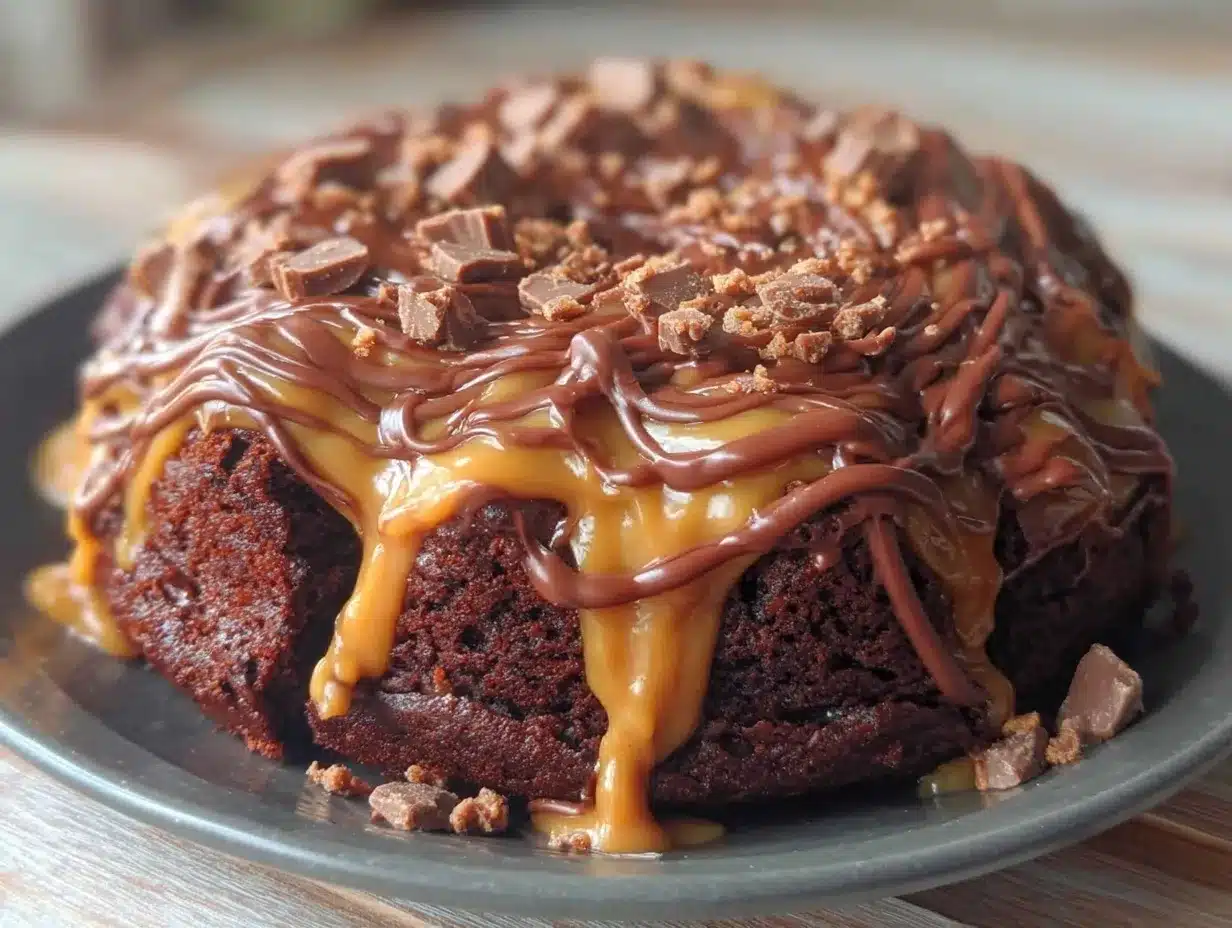 Reeses Peanut Butter Poke Cake: 5-Ingredient Family Dessert 4 Reeses Peanut Butter Poke Cake preparation steps