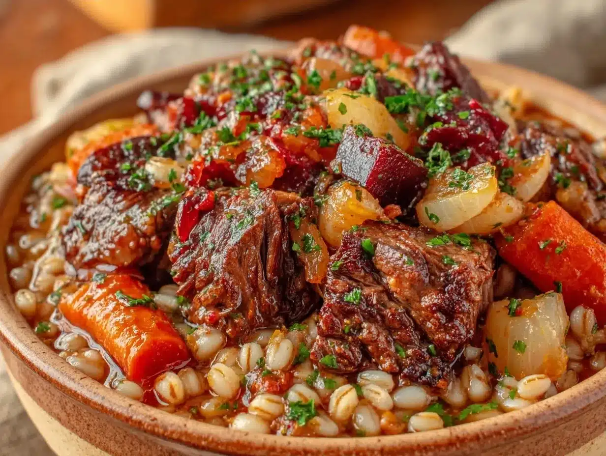 Slow Cooker Beef and Barley Stew: 5-Ingredient Cozy Dinner 4 slow cooker beef and barley stew preparation steps