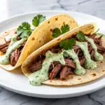 slow cooker beef barbacoa tacos - featured image