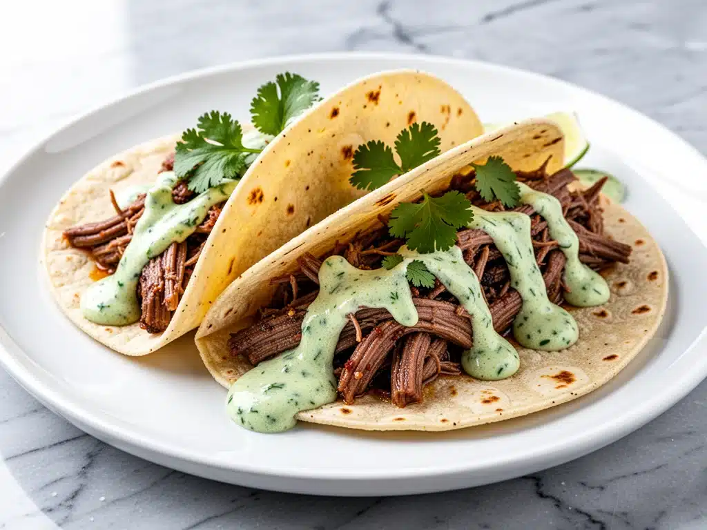 slow cooker beef barbacoa tacos - featured image