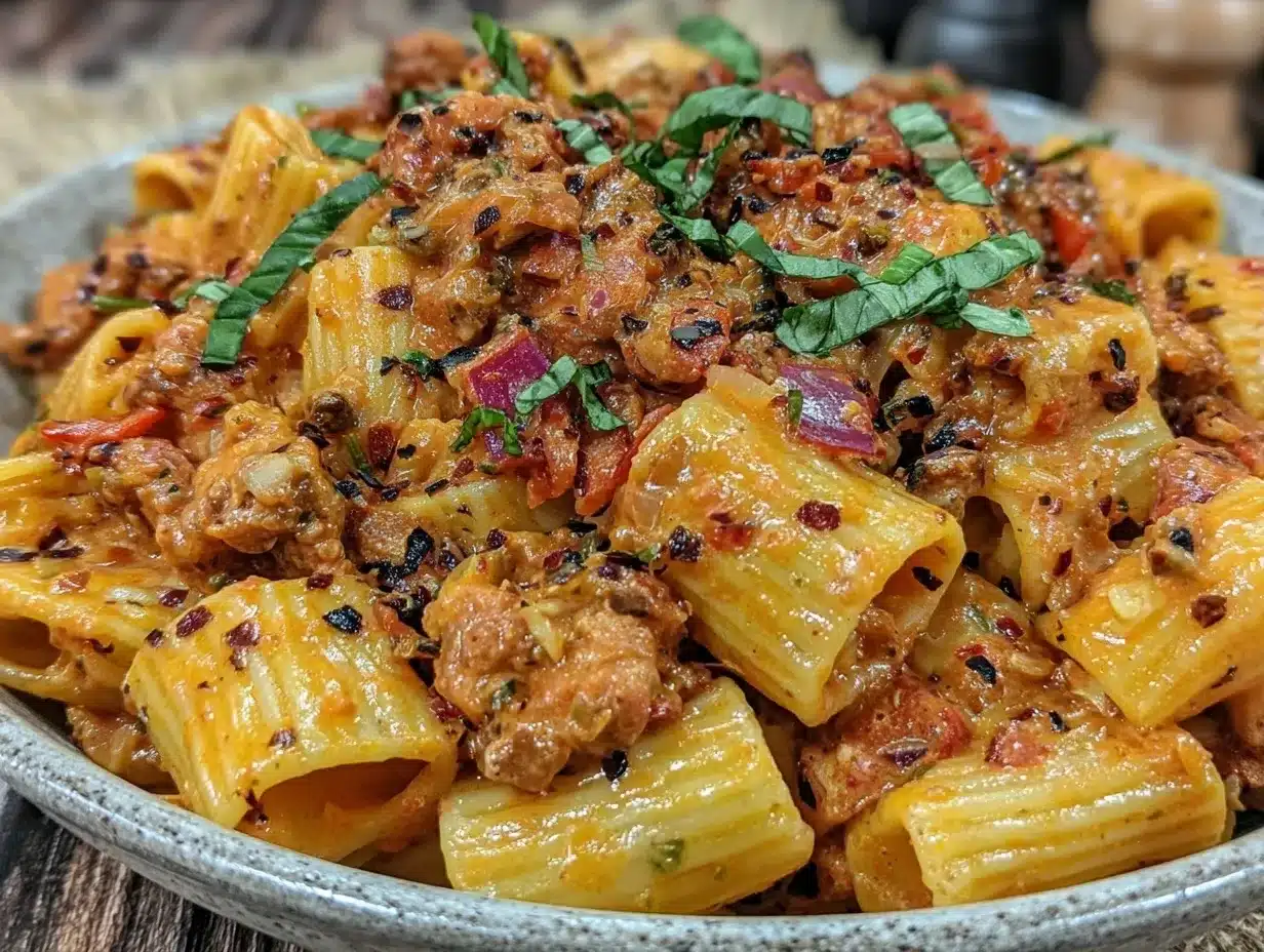 Spicy Rigatoni Vodka Pasta for Small Batches 4 spicy rigatoni vodka pasta preparation steps