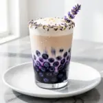 vegan blueberry lavender oat milk latte - featured image