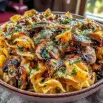 vegan creamy mushroom stroganoff - featured image