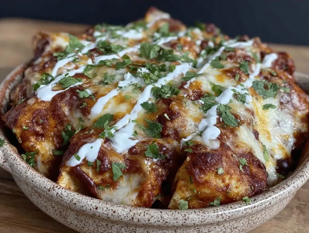 vegetarian black bean enchilada casserole - featured image